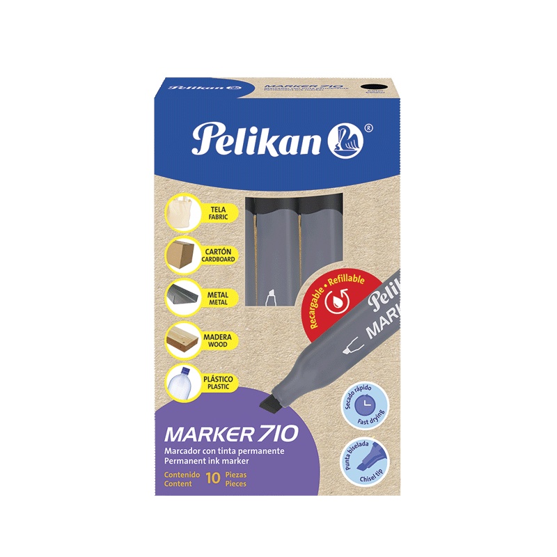 Marcador Negro Pelikan 710X12U