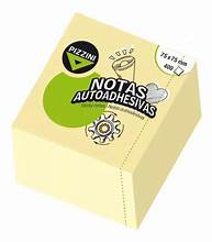 Notas Autoadhesivas Amarillo Pizzini 75X75MM